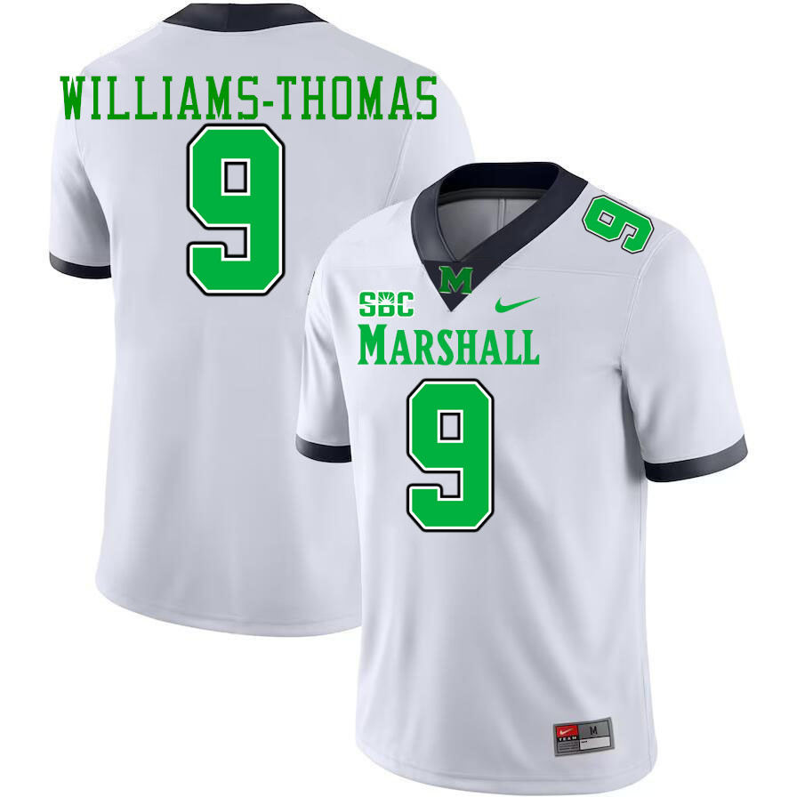 Marshall Thundering Herd #9 Justin Williams-Thomas College Football Jerseys Stitched-White